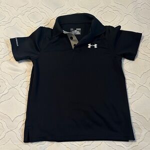 Under Armour Black Boys Polo Shirt with White Logo